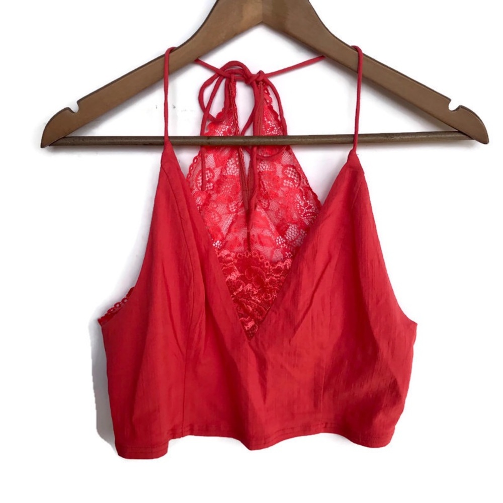Free People NWOT The Century Coral Red Lace Brami - Picture 3 of 8